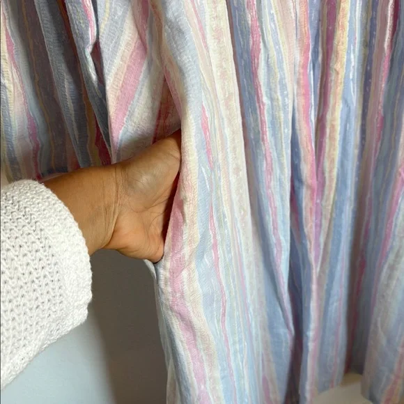 Pink and Blue Striped Pajama Set with V-Neck - Picture 8 of 11